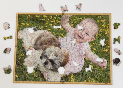 Drewniane puzzle ze zwierzętami – druk UV