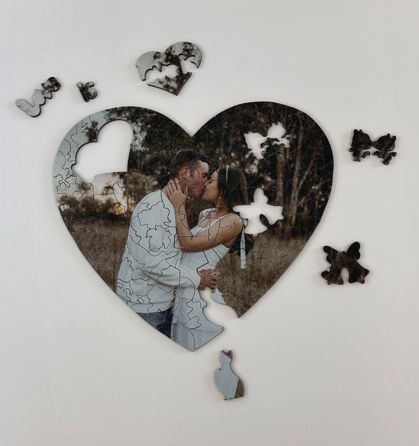 Drewniane puzzle serce – druk UV –